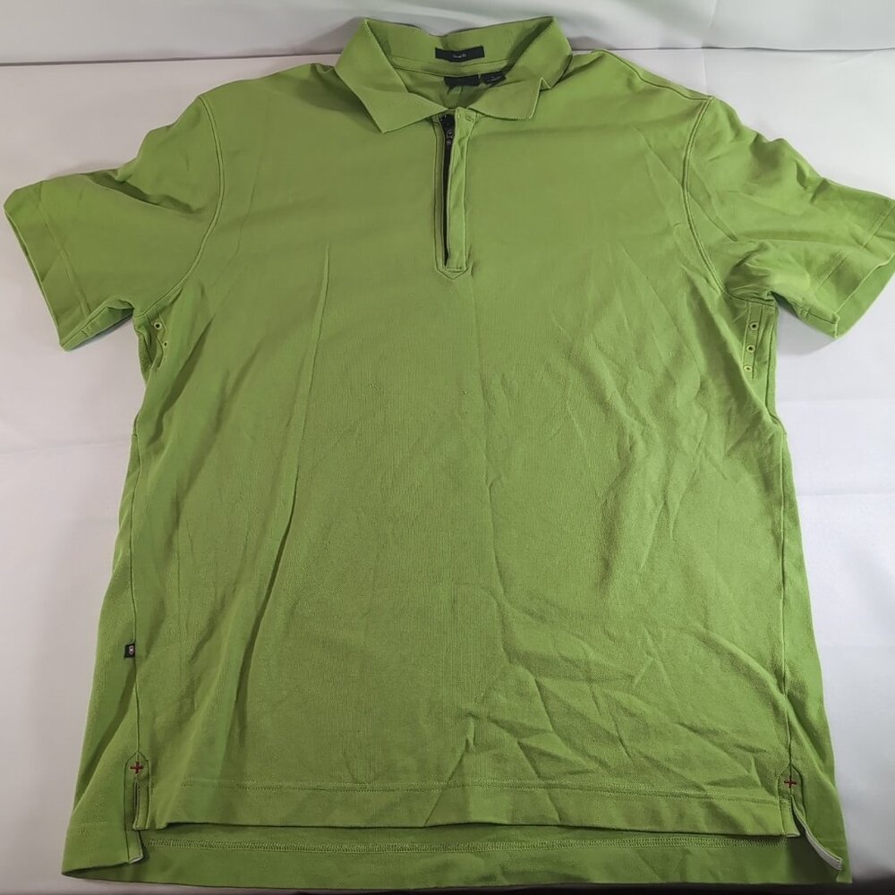Victorinox Swiss Army Polo Shirt Tailored Green Short Sleeve L Large Men 1/4 Zip